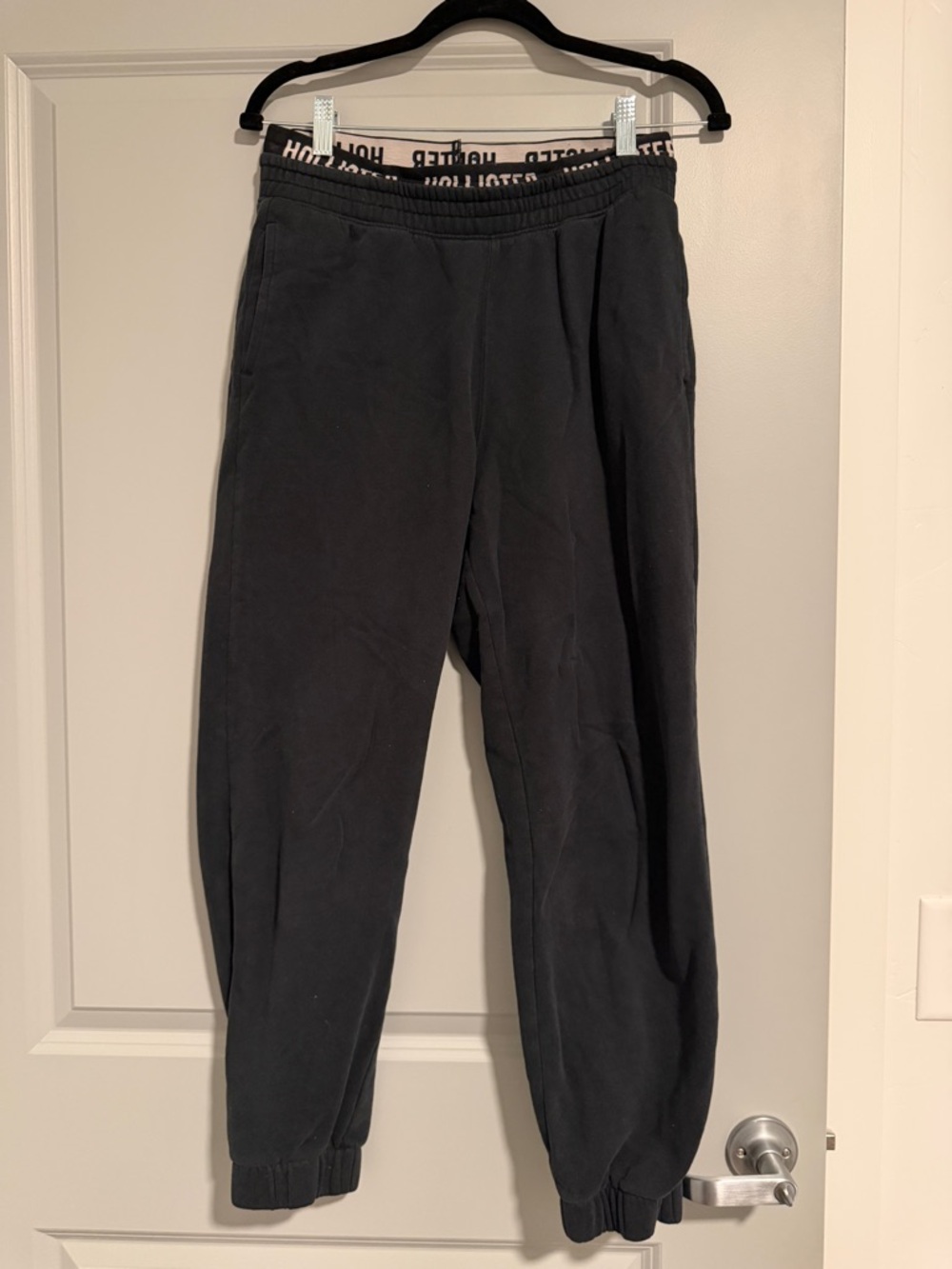 Hollister Black Sweatpants with Logo Waistband